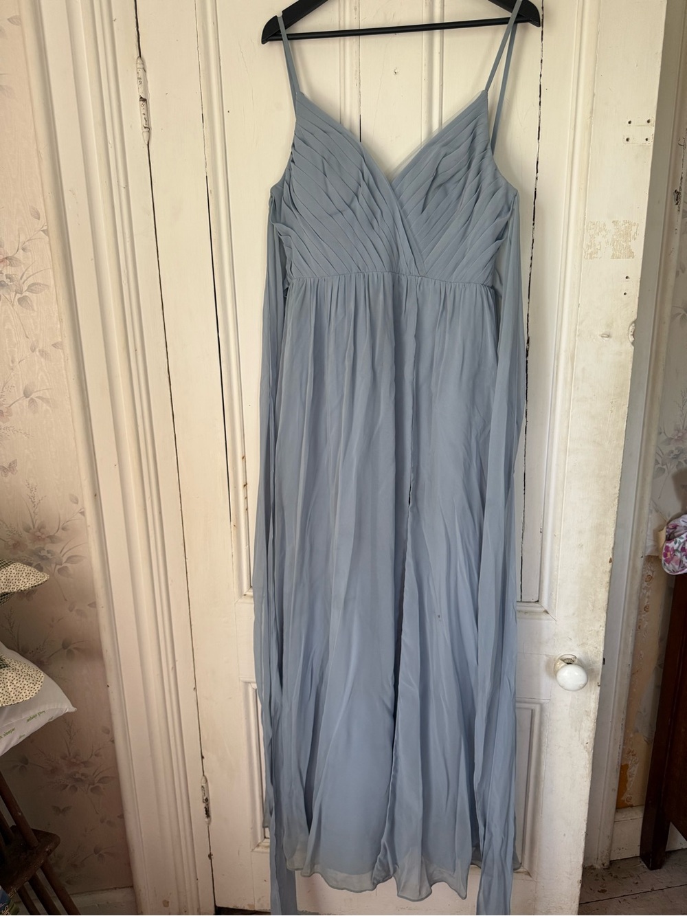Azazie Dusty Blue Spaghetti Strap Prom Dress